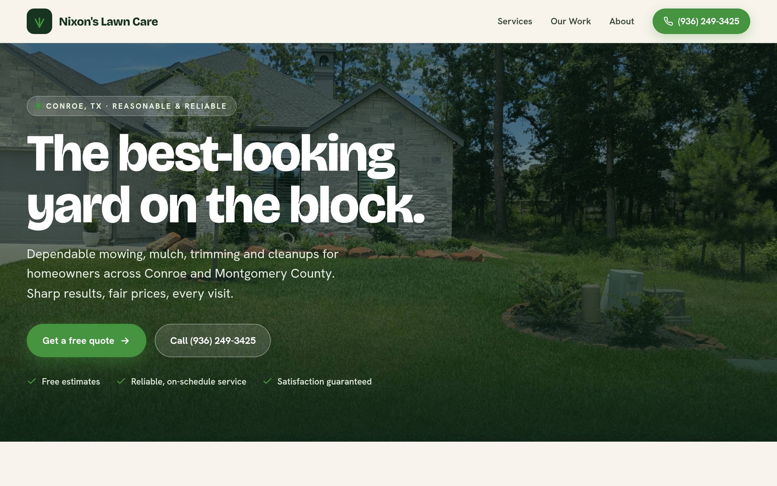 Nixon’s Lawn Care website